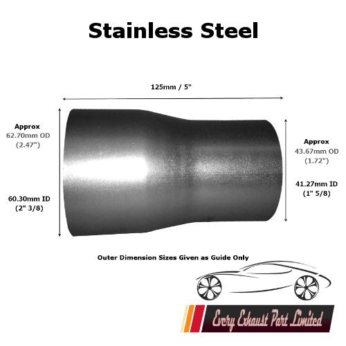 Riduttore Di Scarico Auto In Acciaio Inox 51-67mm Universale - Connettore Per Tubi Di Scarico