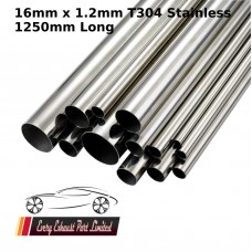 16mm x 1.2mm Stainless Steel (T304) Tube - 1250mm Long