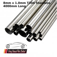 8mm x 1.0mm Stainless Steel (T304) Tube - 4000mm Long