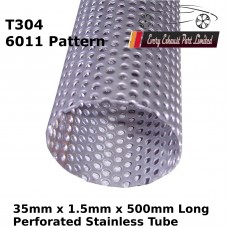 35mm x 1.5mm Stainless Steel (T304 Perforated) Tube - 500mm Long