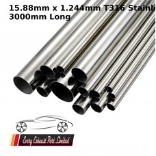 15.88mm x 1.244mm Stainless Steel (T316) Tube - 3000mm Long