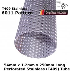 54mm x 1.2mm Stainless Steel (T409 Perforated) Tube - 250mm Long