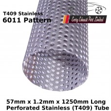 57mm x 1.2mm Stainless Steel (T409 Perforated) Tube - 1250mm Long