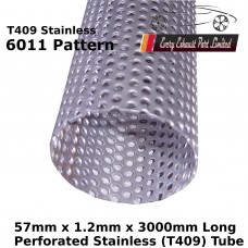 57mm x 1.2mm Stainless Steel (T409 Perforated) Tube - 3000mm Long