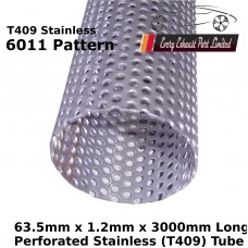 63.5mm x 1.2mm Stainless Steel (T409 Perforated) Tube - 3000mm Long